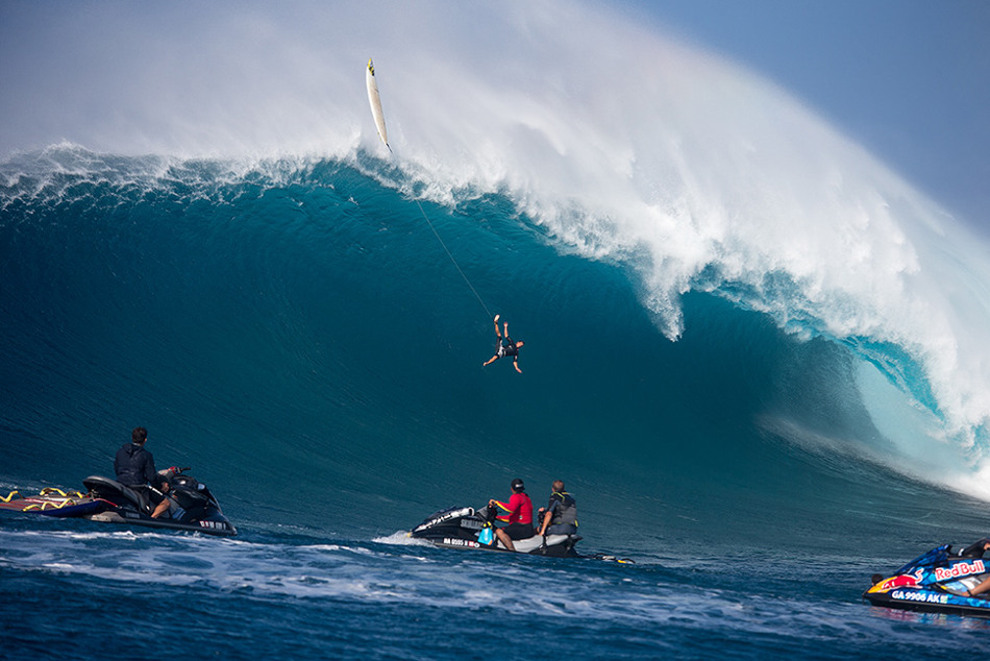 Tom Dosland wipeout en Jaws Essus Surf