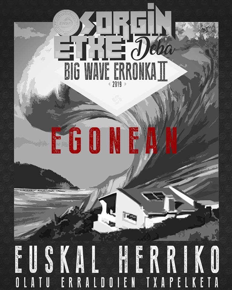 Cartel campeonato de surf Sorgin Etxe Deba Big Wave Erronka II Egonean, Essus Surf Eskola