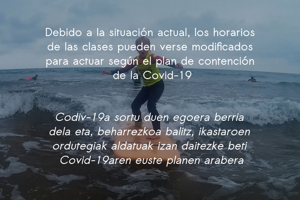 Informazio kartela Covi-19 - Essus Surf Eskola