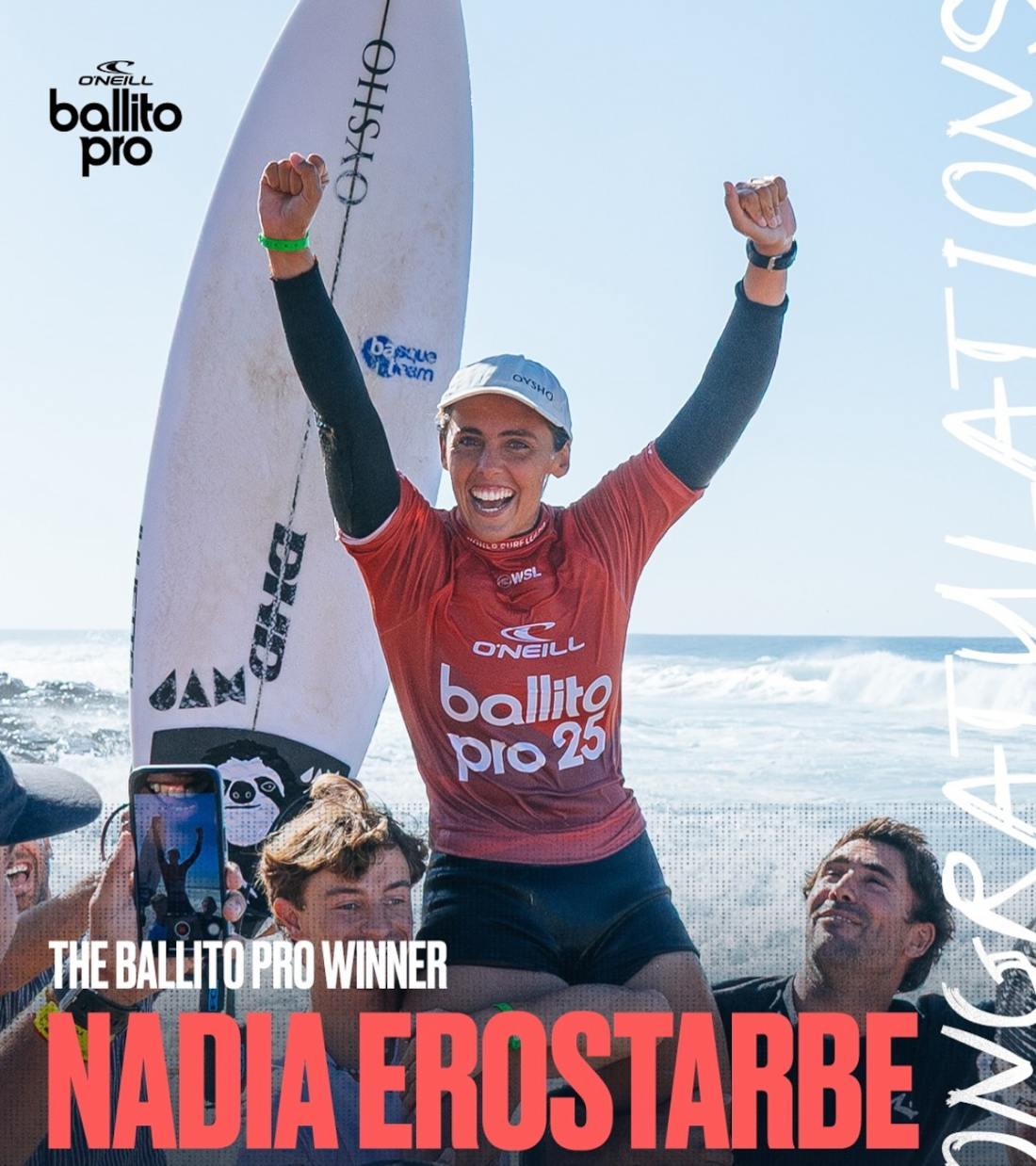 La surfista de Zarautz Nadia Erostarbe ganadora del campeonato Ballito Pro 2025 en Sudáfrica